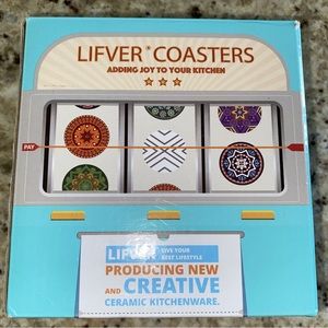 Lifver Drink Coasters  6 pcs Ceramic Absorbent Coasters for Drinks, Stone Set